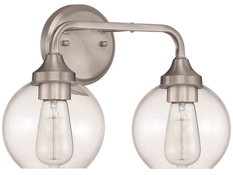 Craftmade Glenda 2-Light Brushed Polished Nickel Glass Vanity Light
