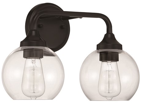 Craftmade Glenda 2-Light Flat Black Glass Vanity Light