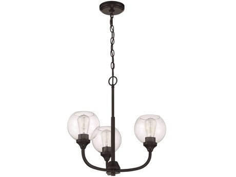 Craftmade Glenda 3-Light Flat Black Glass Globe Round Chandelier