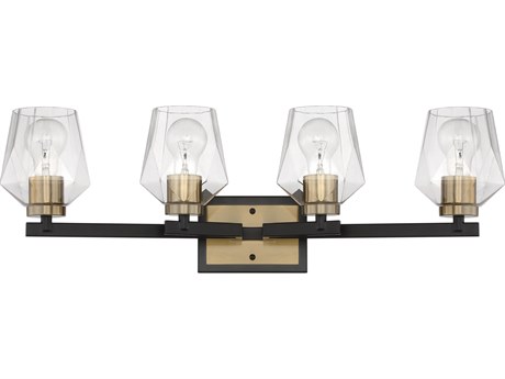 Craftmade Avante Grand 4-Light Flat Black Satin Brass Glass Vanity Light