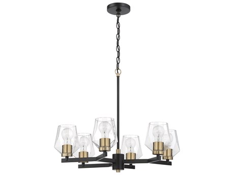 Craftmade Avante Grand 6-Light Flat Black Satin Brass Glass Chandelier