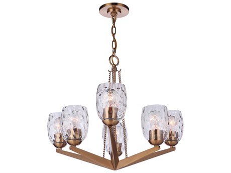 Craftmade Guiding Star 6-Light Satin Brass Glass Chandelier