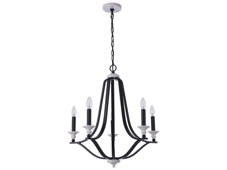 Craftmade Esme 5-Light Flat Black Matte White Chandelier