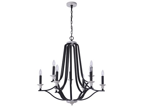 Craftmade Esme 9-Light Flat Black Matte White Chandelier