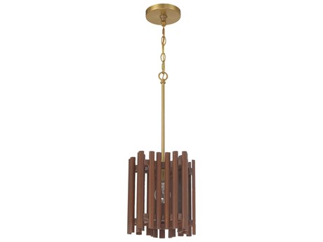 Craftmade Freeform 1-Light Satin Brass Walnut Brown Geometric Mini Pendant
