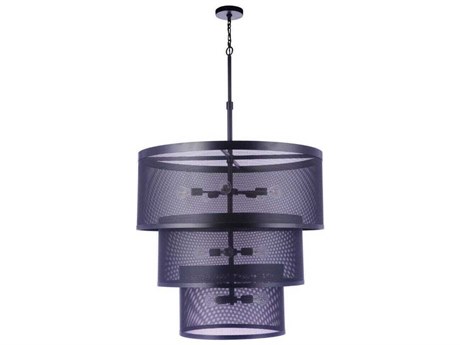 Craftmade Mesh 12-Light Flat Black Drum Tiered Pendant