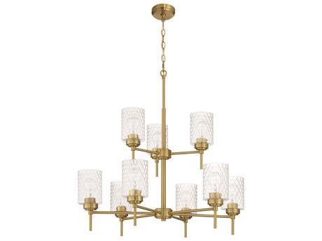 Craftmade Claire 9-Light Satin Brass Candelabra Cylinder Tiered Chandelier
