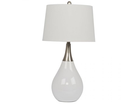 Craftmade Gloss White Brushed Polished Nickel Fabric Buffet Lamp