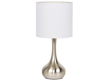 Craftmade Brushed Polished Nickel White Fabric Table Lamp