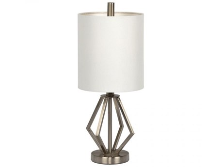 Craftmade Brushed Polished Nickel White Fabric Table Lamp