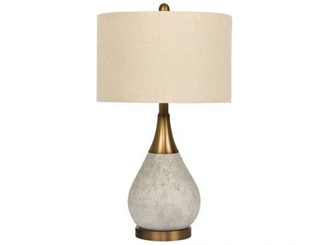 Craftmade Natural Concrete Antique Brass Cream Linen Gray Buffet Lamp
