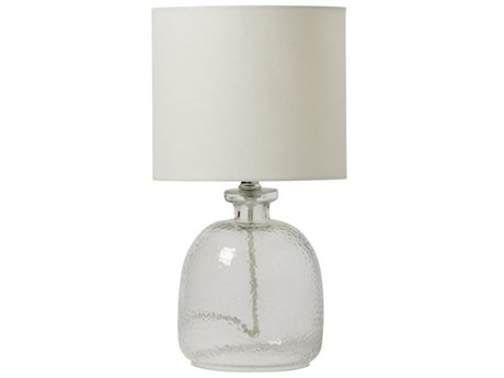 Craftmade Brushed Polished Nickel Off White Fabric Clear Glass Table Lamp