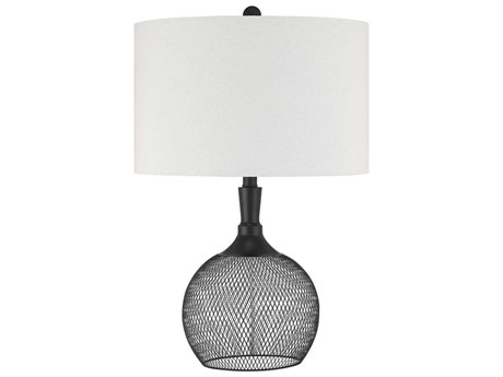Craftmade Matte Black White Fabric Table Lamp