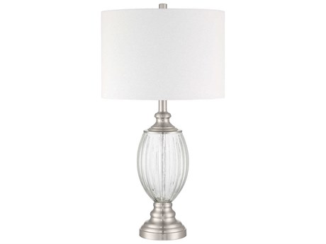 Craftmade Brushed Nickel White Fabric Glass Buffet Lamp