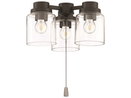Craftmade Universal Flat Black 3-Light Fan Light