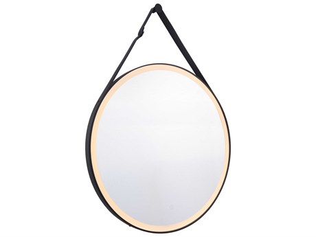 Craftmade Flat Black Round LED Wall Mirror