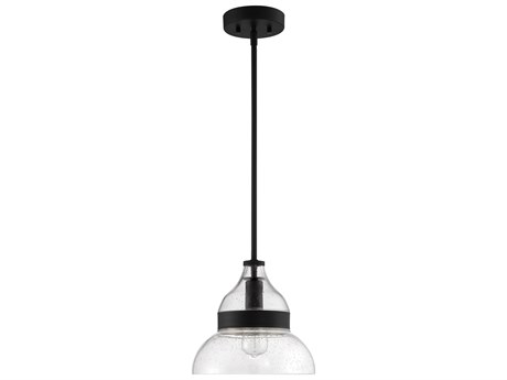 Craftmade 1-Light Flat Black Glass Bell Mini Pendant