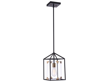 Craftmade Aaron 1-Light Flat Black Satin Brass Geometric Mini Pendant