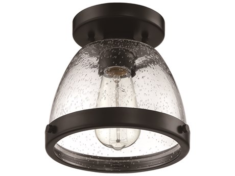 Craftmade Lodie 1-Light Flat Black Glass Bell Flush Mount