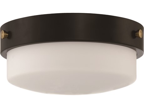 Craftmade Oak Street 2-Light Flat Black Glass Round Flush Mount