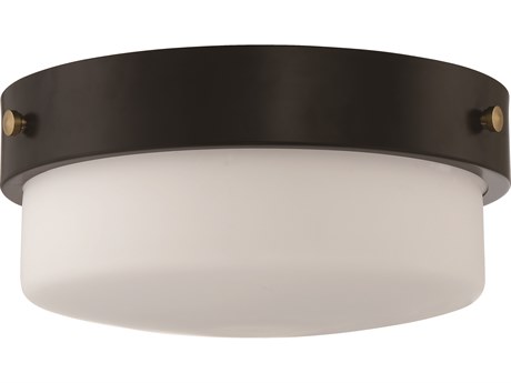 Craftmade Oak Street 2-Light Flat Black Glass Round Flush Mount