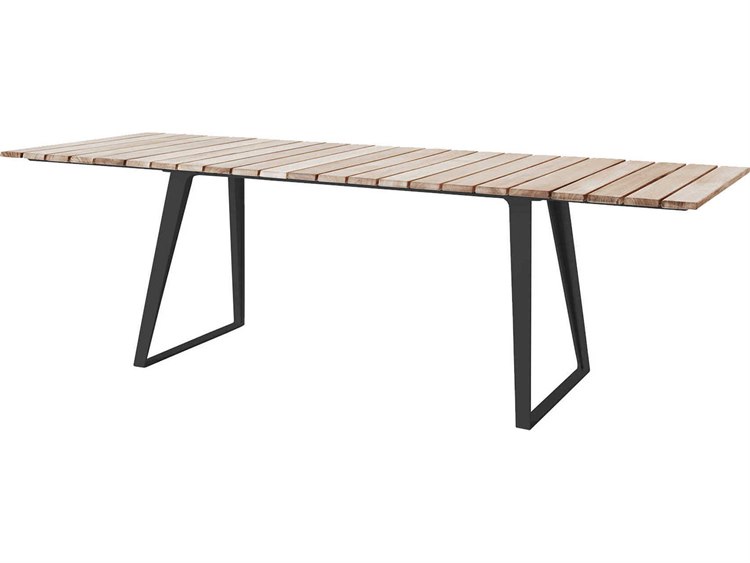 Cane Line Outdoor Copenhagen Lava Grey Aluminum Teak Rectangular Dining Table