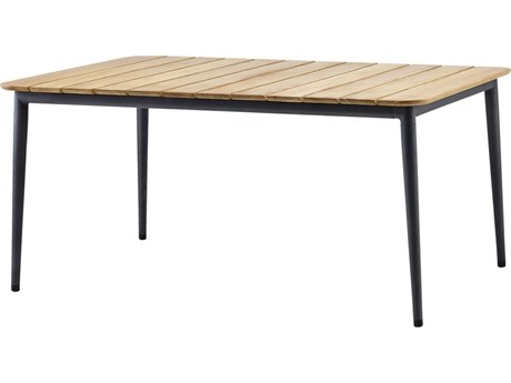 Cane Line Outdoor Core Aluminum Teak 63''W x 35.5''D Rectangular Dining Table