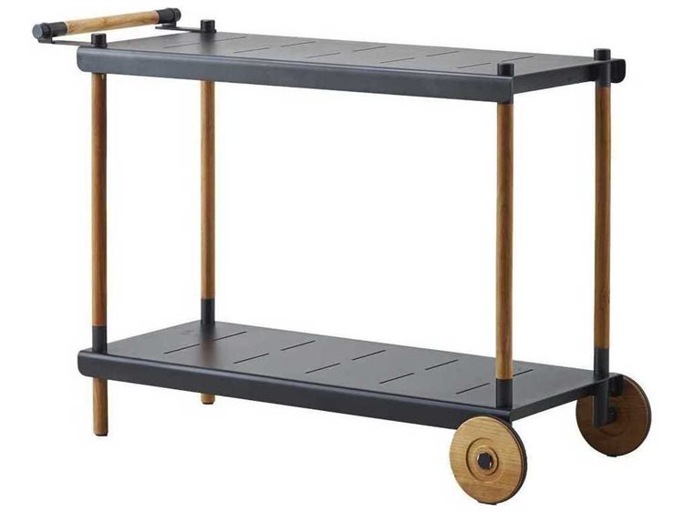 Cane Line Outdoor Teak/Aluminum Lava Grey Serving Cart