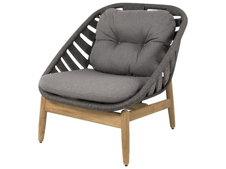 Cane Line Outdoor Strington Dark Grey Teak Soft Rope Lounge Chair