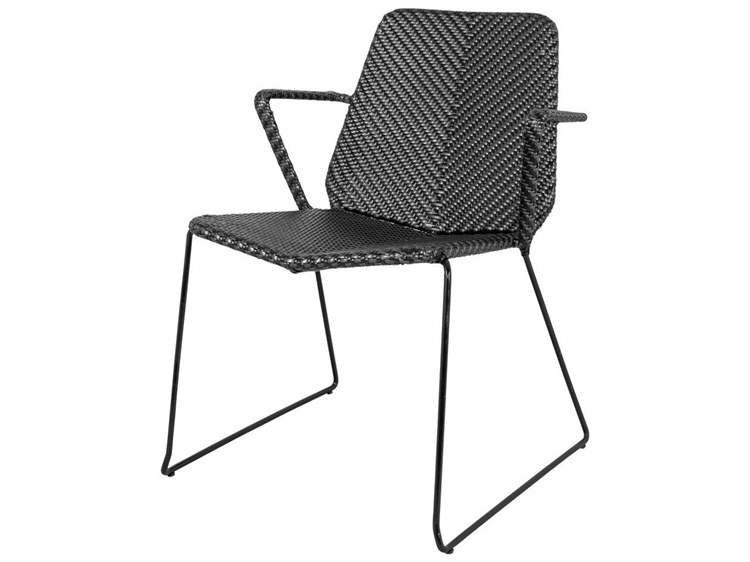 Cane Line Outdoor Vision Black/Anthracite Aluminum Wicker Stackable Dining Arm Chair