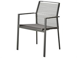 Cane Line Outdoor Edge Anthracite Aluminum Rope Strap Stackable Dining Arm Chair