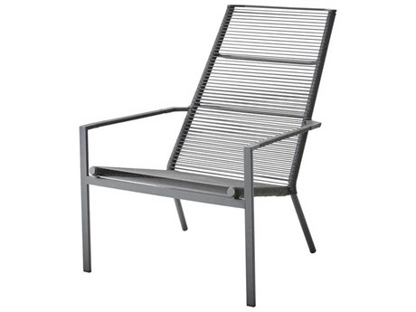 Cane Line Outdoor Edge Anthracite Aluminum Rope Strap Stackable Highback Lounge Chair