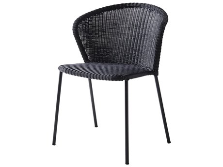 Cane Line Outdoor Lean Aluminum Wicker Stackable Dining Side Chair
