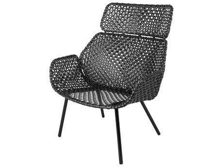 Cane Line Outdoor Vibe Black/Anthracite Highback Aluminum Wicker Lounge Chair