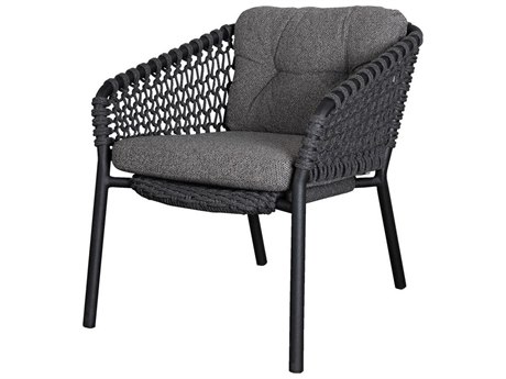 Cane Line Outdoor Ocean Dark Grey Aluminum Soft Rope Stackable Lounge Chair