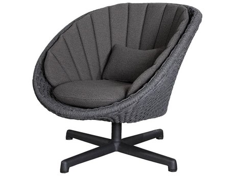 Cane Line Outdoor Peacock Dark Grey Soft Rope Aluminum Swivel Lounge Chair