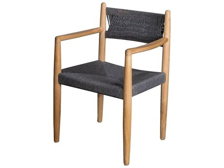 Cane Line Outdoor Royal Teak/Dark Grey Soft Rope Dining Arm Chair