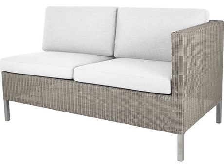 Cane Line Outdoor Connect Taupe Wicker Left Arm Loveseat