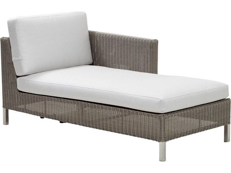 Cane Line Outdoor Connect Taupe Wicker Left Arm Chaise Lounge