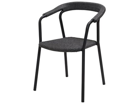 Cane Line Outdoor Noble Dark Grey Aluminum Soft Rope Stackable Dining Arm Chair