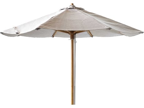 Cane Line Outdoor Classic Parasol Mud Teak 64'' Octagon Pulley Low Umbrella