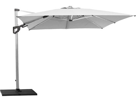 Cane Line Outdoor Hyde Luxe Parasol Silver Mat Anodized Aluminum 118'' Square Pulley Tilt Umbrella in Dusty White