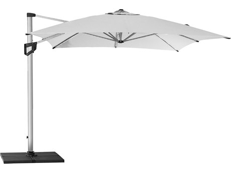 Cane Line Outdoor Hyde Luxe Parasol Silver Mat Anodized Aluminum 157'' Square Hanging Umbrella in Dusty White