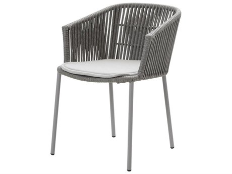 Cane Line Outdoor Moments Grey Soft Rope Aluminum Stackable Dining Arm Chair