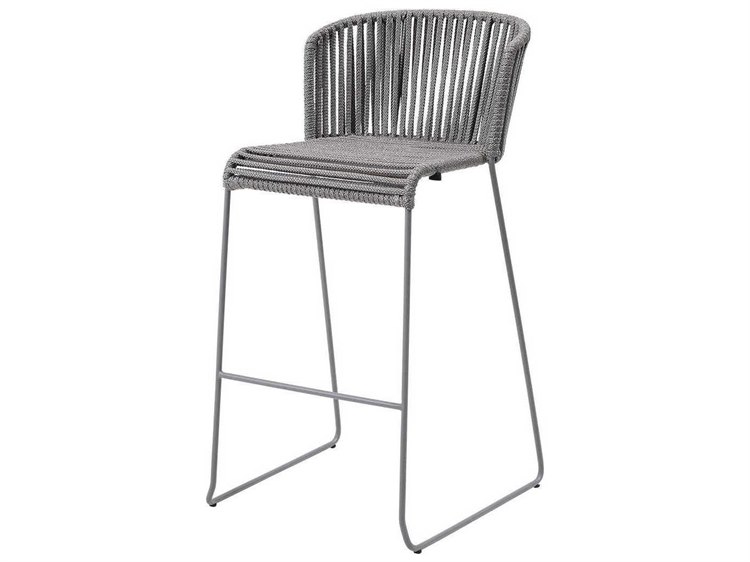 Cane Line Outdoor Moments Grey Soft Rope Aluminum Strap Bar Stool