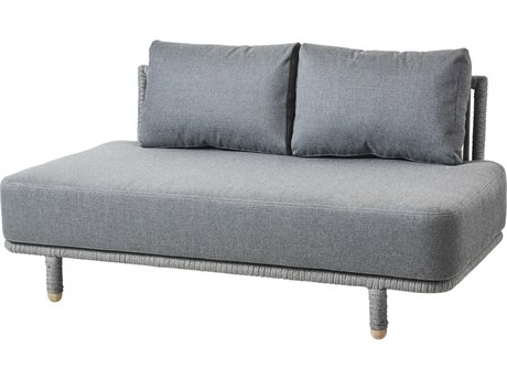 Cane Line Outdoor Moments Grey Soft Rope Aluminum Modular Sofa in Grey