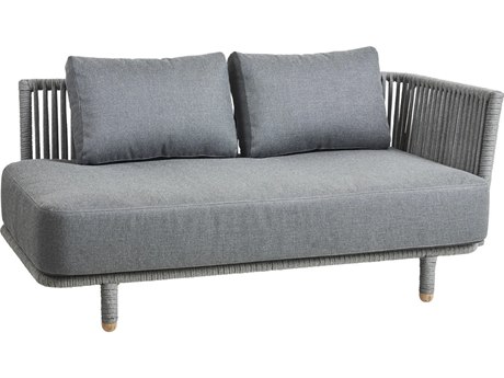 Cane Line Outdoor Moments Grey Soft Rope Aluminum Module Left Arm Sofa in Grey