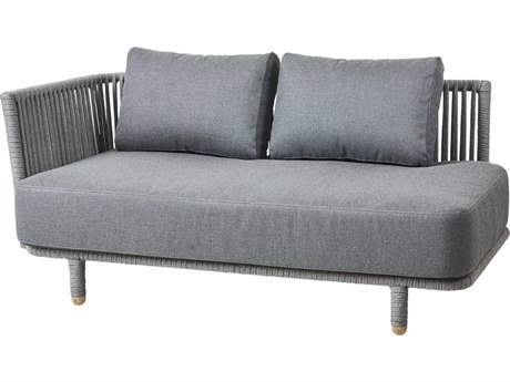 Cane Line Outdoor Moments Grey Soft Rope Aluminum Module Right Arm Sofa in Grey