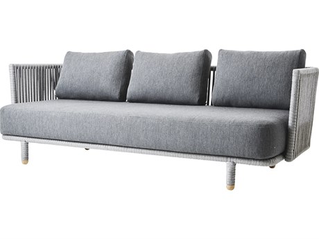 Cane Line Outdoor Moments Grey Soft Rope Aluminum Sofa in Grey