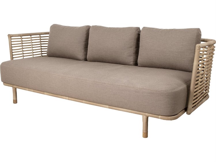 Cane Line Outdoor Sense Natural Wicker Sofa in Taupe